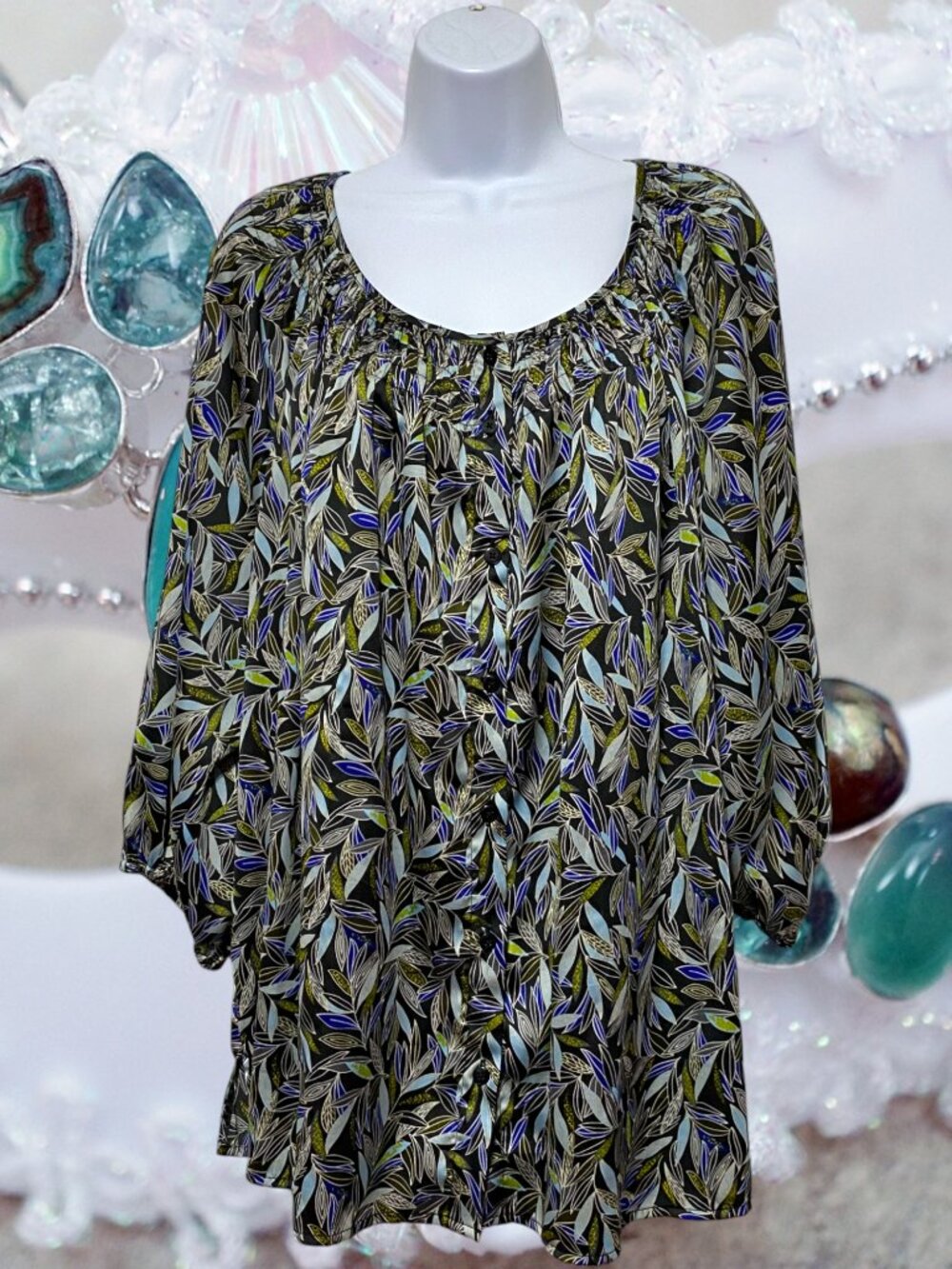 George Woman-Women's 2X-Plus Size Button Down Blouse Half Sleeve-Light Weight